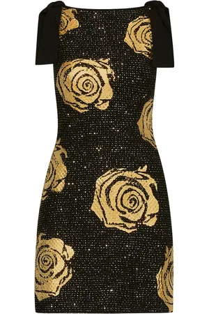 Oscar de la Renta Rose-motif foiled mini dress