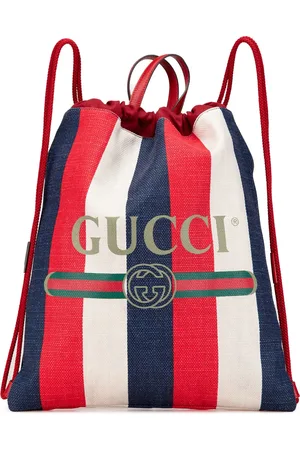 Gucci 2000-2015 Canvas Sylvie Stripe Logo Drawstring backpack