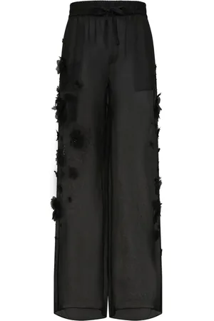 Dolce & Gabbana Floral-appliqué silk trousers