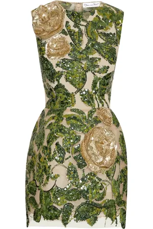 Oscar de la Renta English Rose embroidery dress