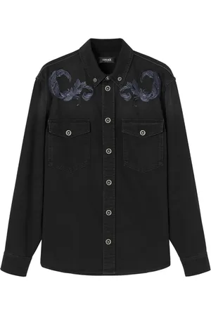 VERSACE Barocco embroidered denim overshirt
