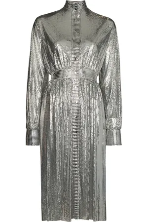 Paco rabanne High neck sequin mesh dress