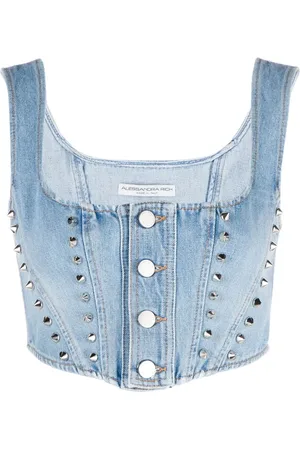 Alessandra Rich Studded denim bustier top