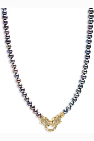 Nialaya Double Panther Head pearl chocker