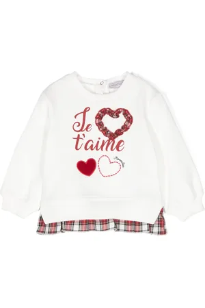 MONNALISA Heart-appliqué cotton sweatshirt