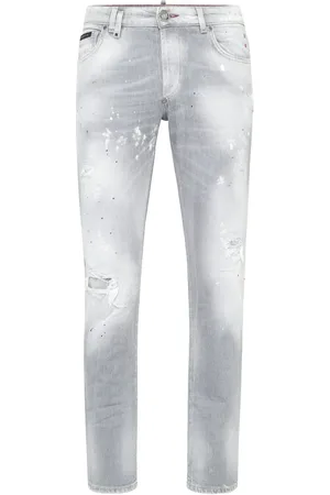 Philipp Plein Super-straight smiley face-appliqué jeans