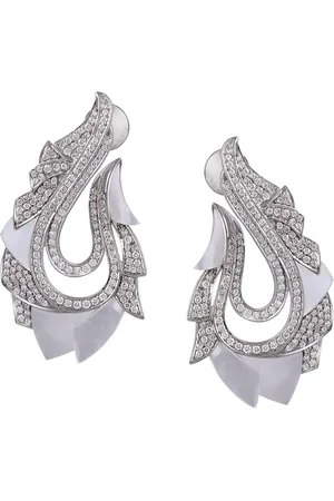 Ananya 18kt white gold diamond Mogra paisley earrings