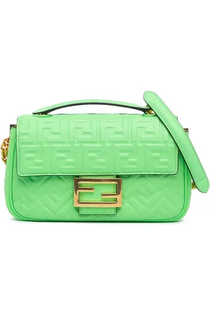 Fendi 2010-2024 Zucca Embossed Leather Chain Midi Baguette shoulder bag