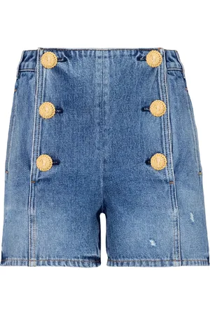 Balmain Buttoned high-rise denim shorts