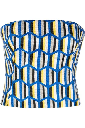 GEMY MAALOUF Geometric-pattern strapless top