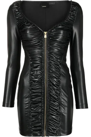 Pinko Ruched faux-leather dress