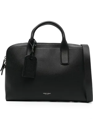 Giorgio Armani Logo-stamp leather laptop bag