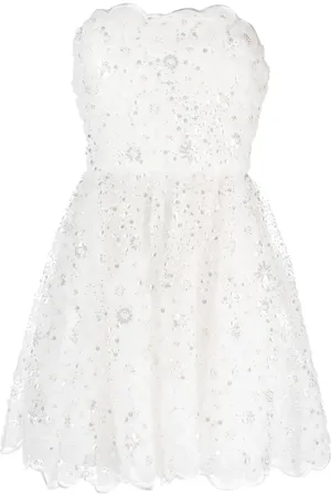 Self-Portrait Bead-embellished strapless minidress