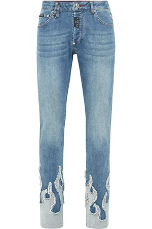 Philipp Plein Flame-appliqué jeans