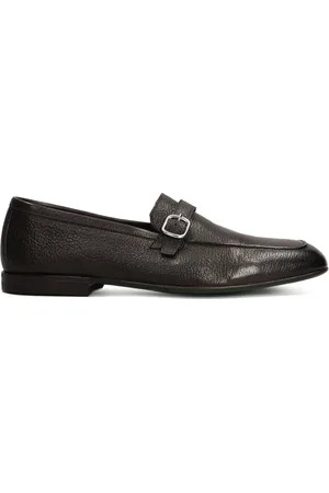 Green george Grained-leather loafers