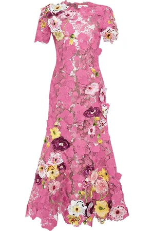 Oscar de la Renta Orchid embroidered guipure gown