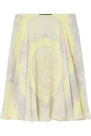 VERSACE Cameo silk midi skirt
