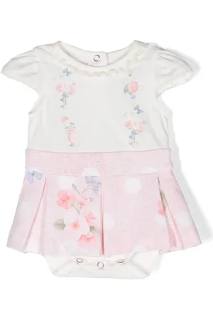 Lapin House Floral-print pleated-skirt bodysuit