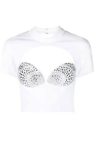 AREA Mussel Cup crystal-embellished top