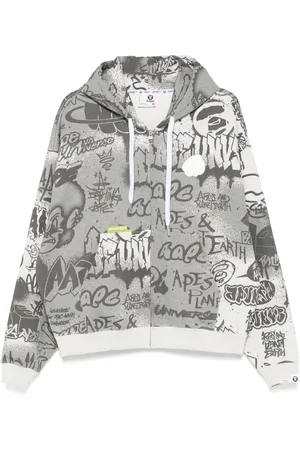 A Bathing Ape Graffiti-print zipped hoodie