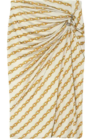 VERSACE Brooche detailing draped skirt