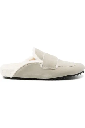 James Perse Suede faux-shearling slippers