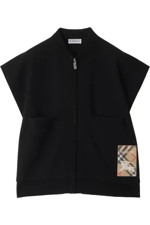 Burberry Check-print logo-patch cape