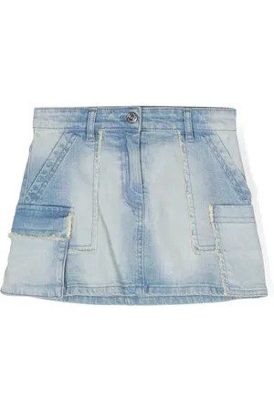 MONNALISA Frayed-detail denim skirt