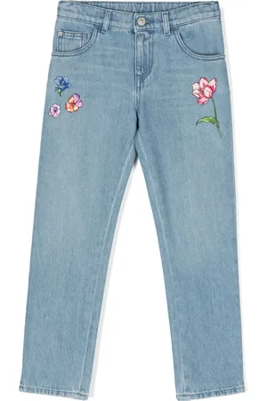 VERSACE Floral-embroidered skinny jeans