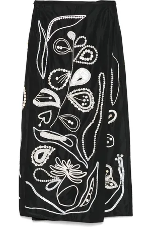 FORTE FORTE Embroidered taffeta midi skirt