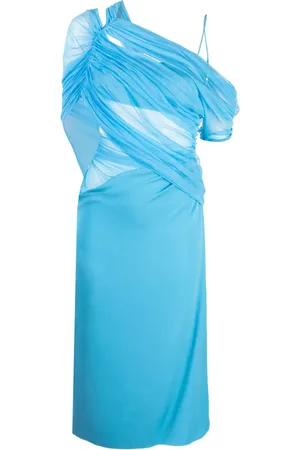 CHRISTOPHER ESBER Magnetic tulle-panel asymmetric midi dress
