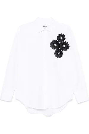 Msgm Floral-appliqué shirt