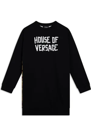 VERSACE Logo-print long sleeve dress