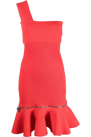 Alexander McQueen One-shoulder ruffle-hem dress