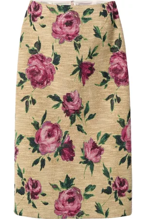 La DoubleJ Rose-print pencil skirt