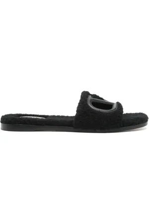 VALENTINO GARAVANI VLogo cut-out faux-shearling slides