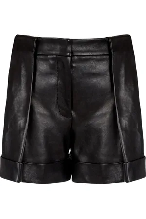 Balmain Pleated leather shorts