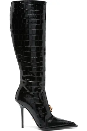 VERSACE Vagabond croco-embossed leather boots