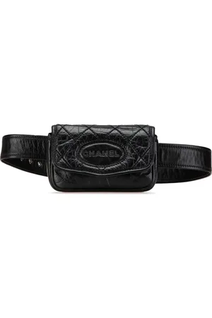CHANEL 2005-2006 CC Aged Calfskin Logo Flap belt bag