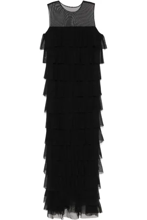 Norma Kamali Sleeveless tiered-ruffle maxi dress