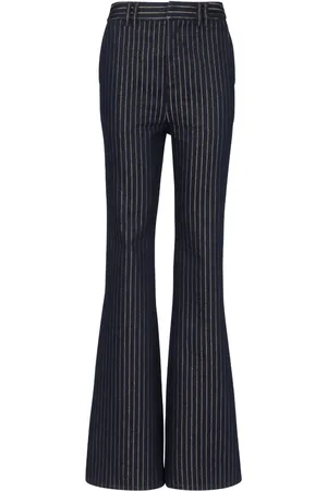 Balmain Striped high-rise flared jeans
