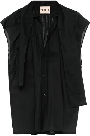 Plan C Scarf-detail organza blouse