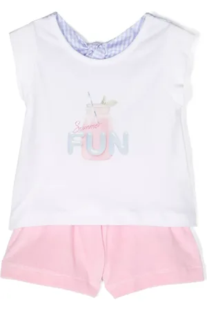 Lapin House Graphic-print piled shorts set