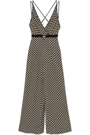 Elisabetta Franchi Georgette diamond-print jumpsuit