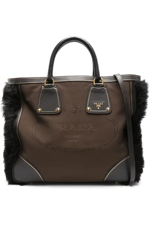 Prada 2010s shearling-trim tote bag
