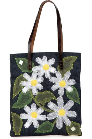 Fendi 2000-2010 Denim Floral Applique tote bag