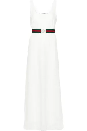 Gucci Web-belt floral-lace dress