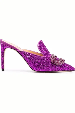 GIANNICO Glittered high-heel mules