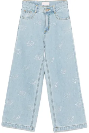 MISS BLUMARINE Rhinestone-logo jeans