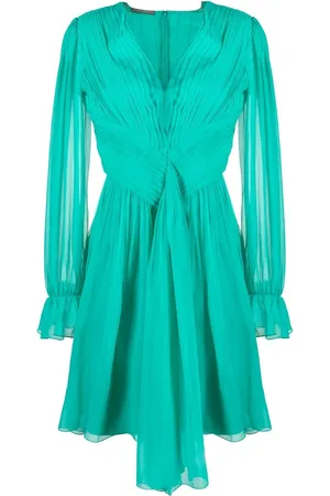 Alberta Ferretti Pleated long-sleeve minidress